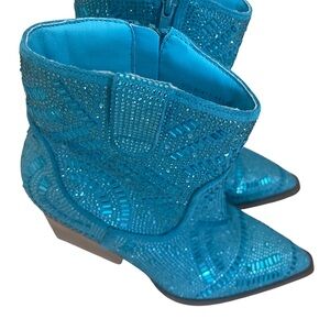 Very G Turquoise Embellished Ankle Boots